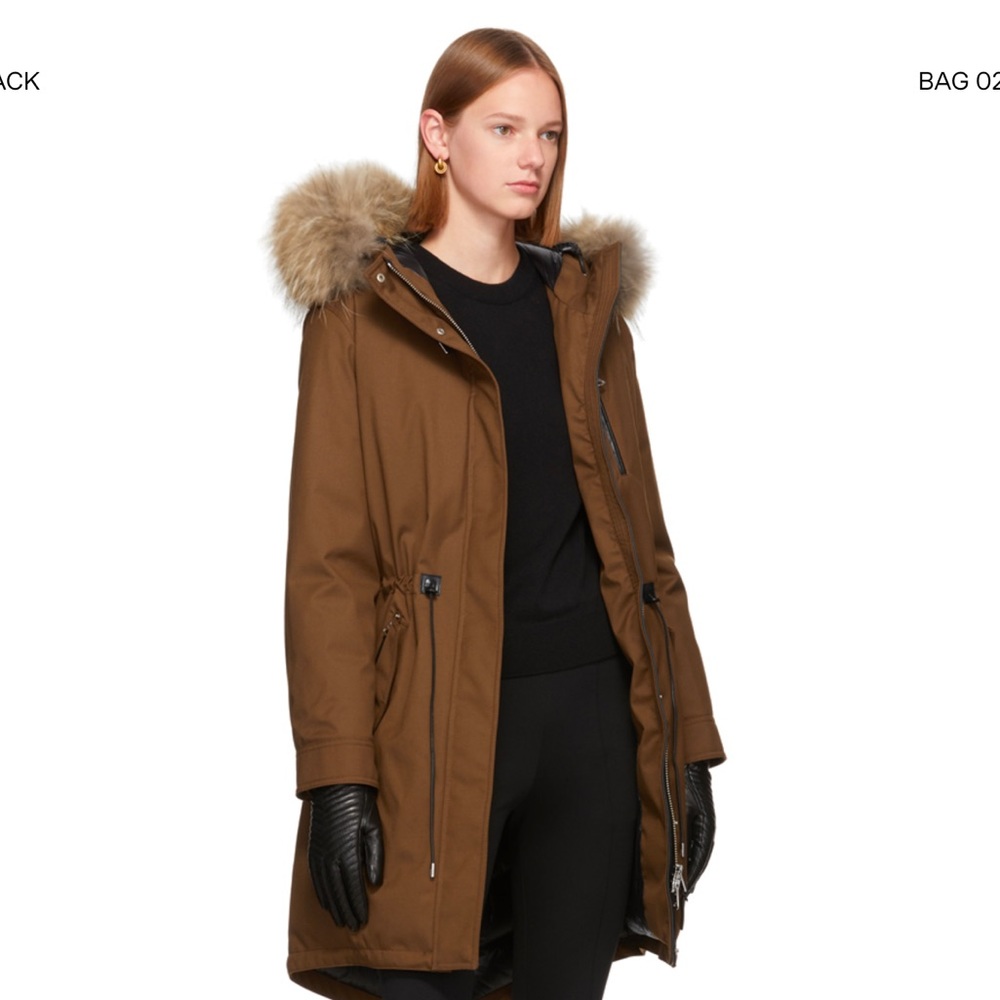 Mackage Brown Utility Jacket with Hood and Drawstring Waist